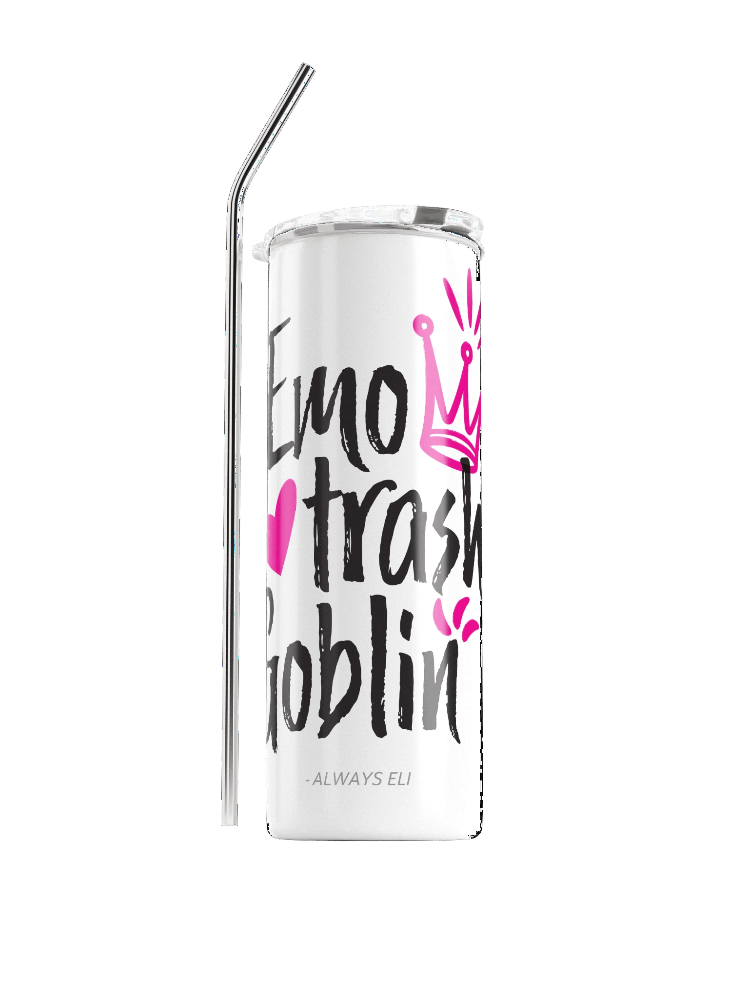 Emo Trash Goblin Stainless Steel Tumbler (White) product image (1)