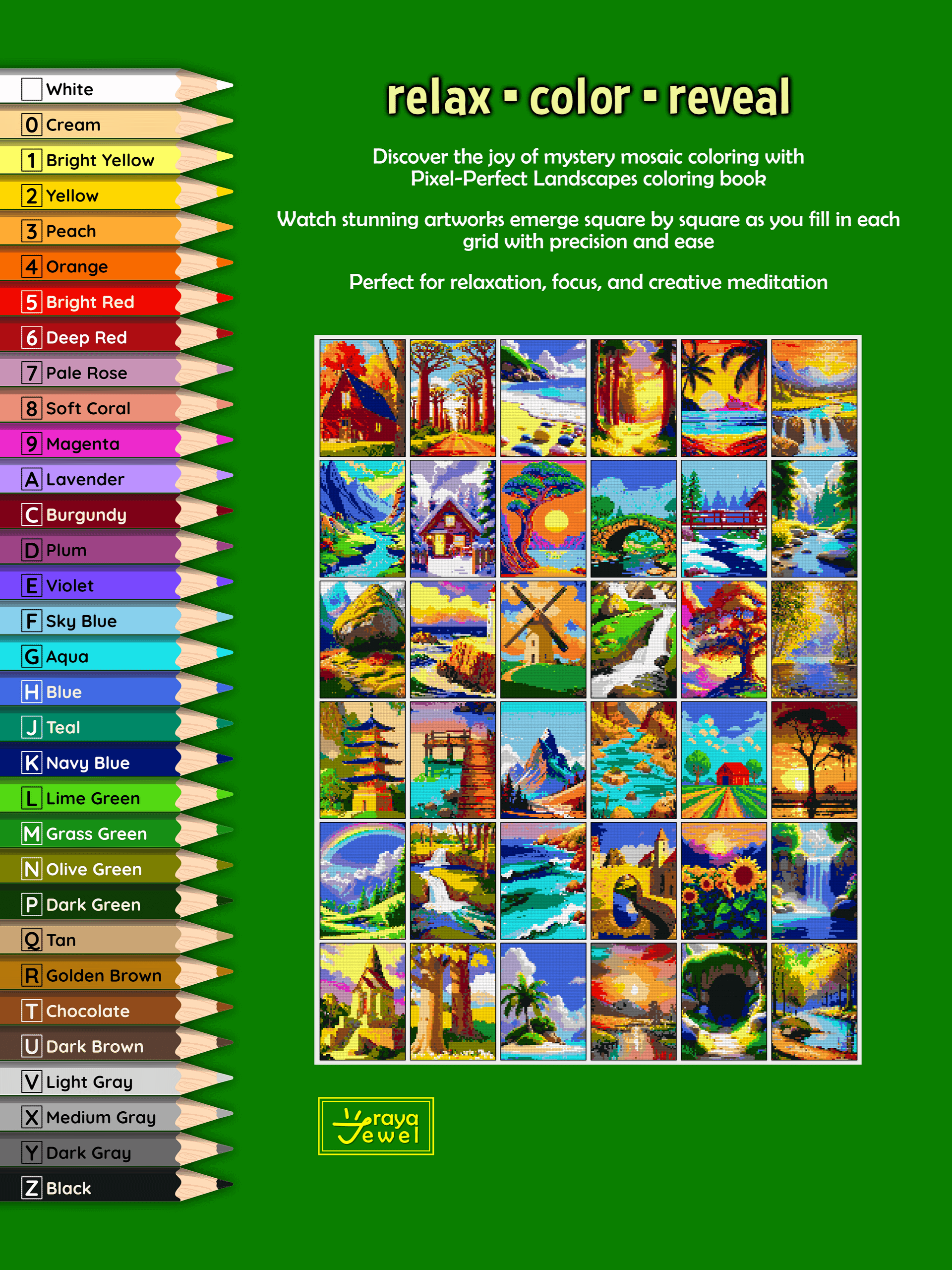 Pixel-Perfect Landscapes Mystery Mosaic Color By Number: Pixel Art Digital Coloring Book with 36 Illustrations product image (2)