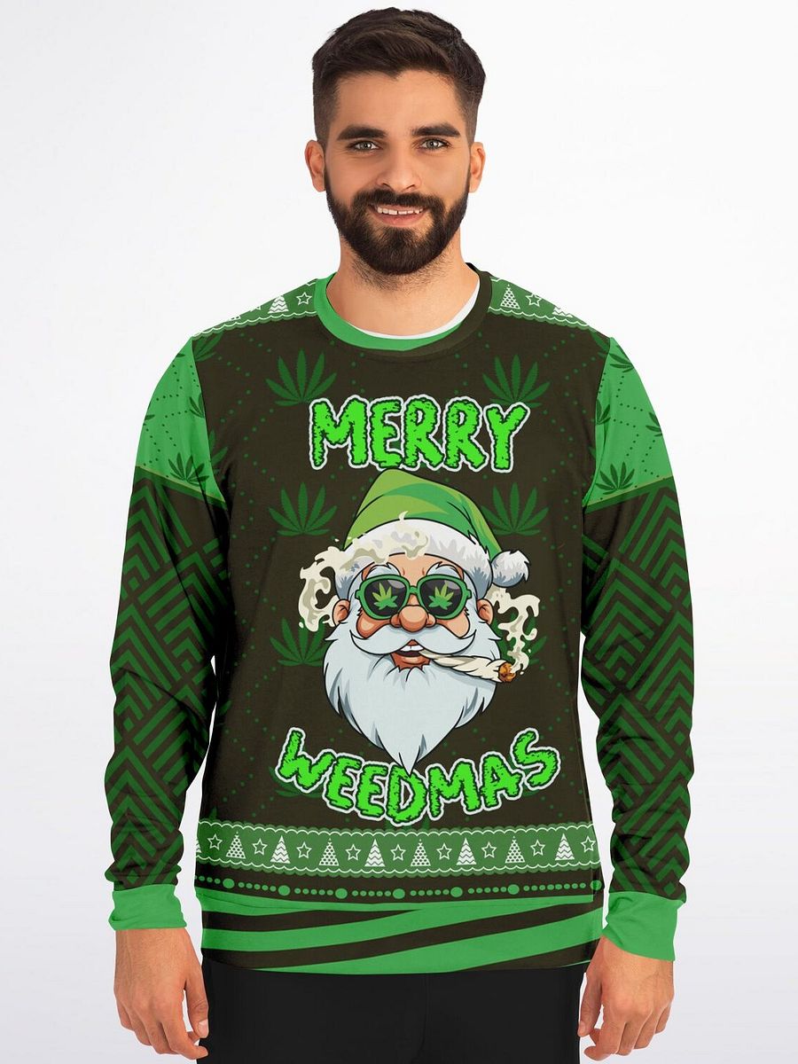 “Merry W**dmas” Funny Santa Christmas Sweatshirt | 420 Holiday Party Jumper | Unisex W**d Xmas Ugly Sweater product image (1)