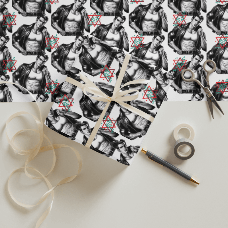 Biker Boys Hangout Tom of Finland Tribute Gay Leather Bikers Christmas Wrapping Paper Set of 3 Sheets! product image (1)