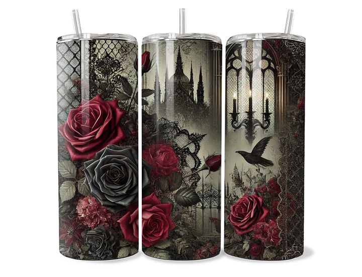 Gothic Elegance Rose Tumbler - 20oz Stainless Steel product image (1)