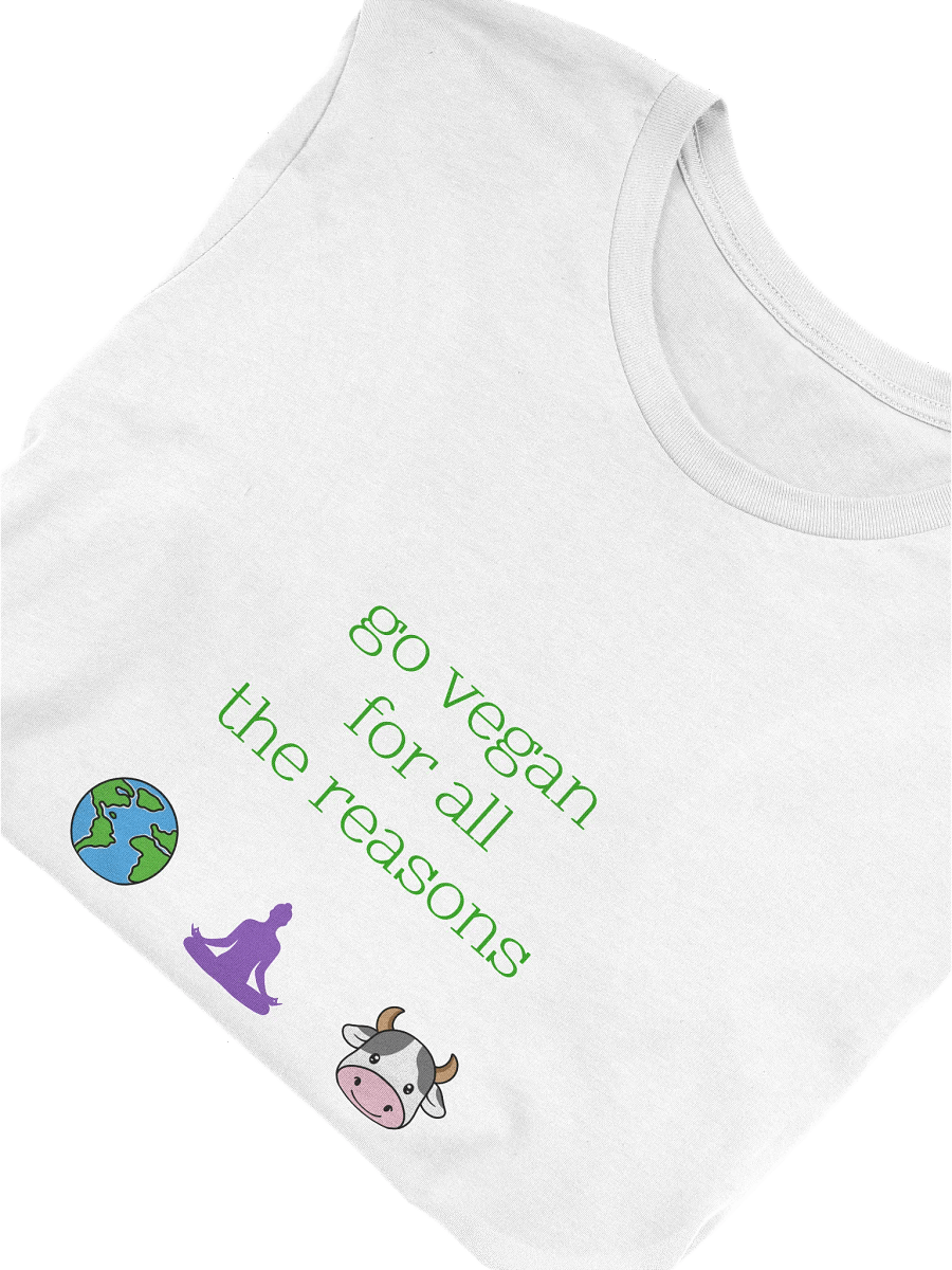“Go Vegan for all the Reasons” Unisex White T-Shirt product image (3)