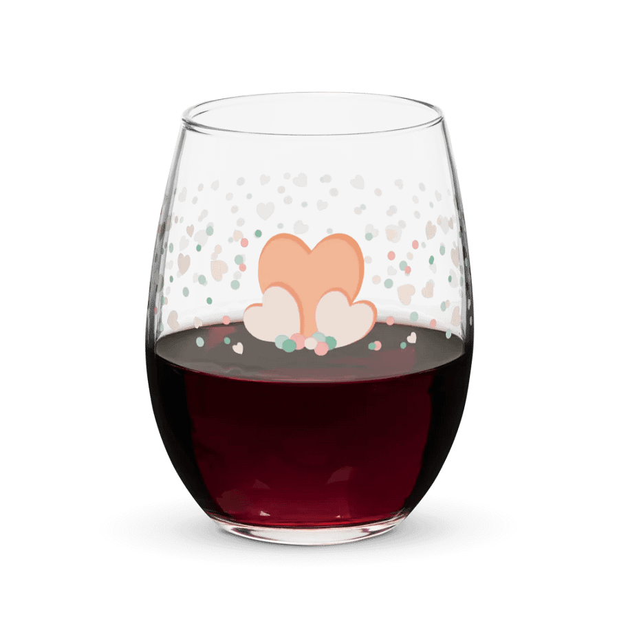 Simply Peachy Hearts and Dots Wine Glass product image (5)