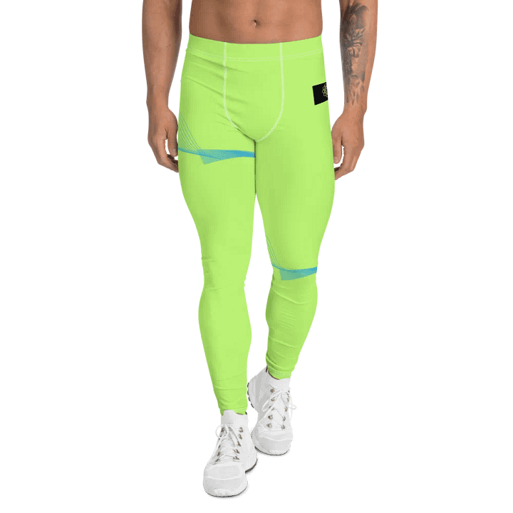 Flowing Blue Wave Men's Leggings_Lime product image (1)