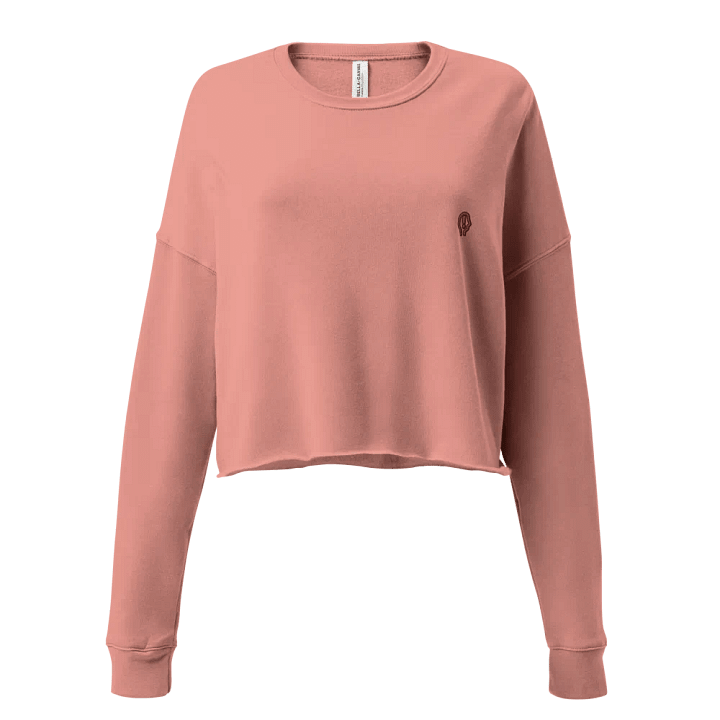 EXCLAIMING MENTALLY (rose design) embroidered fleece crop crew product image (2)