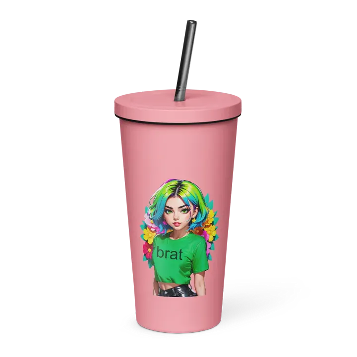 Brat 20 oz Tumbler Cup - Pink - Insulated Tumbler with a Straw v1 product image (1)