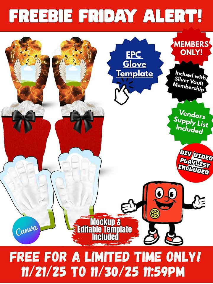 Members Only - DT and EPC Crafters Holiday Sublimation Glove Templates product image (1)