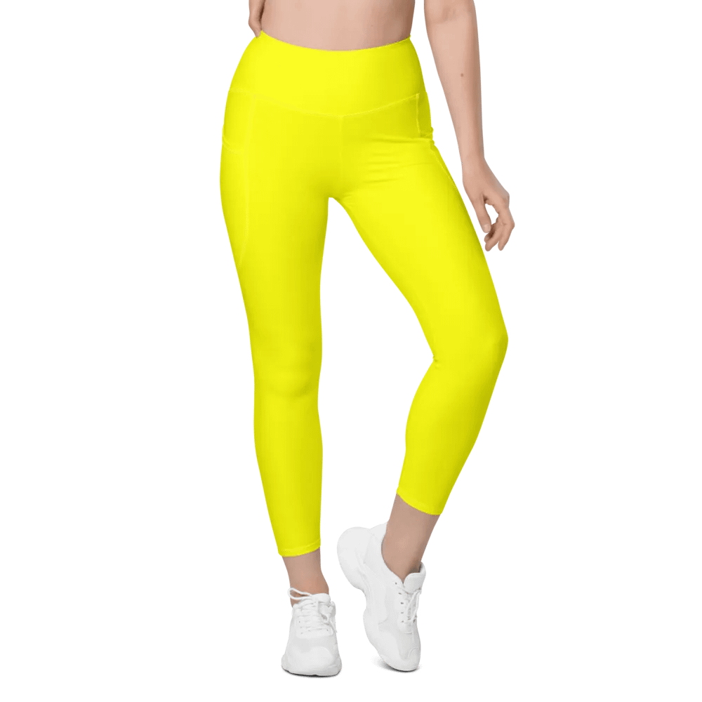 Plain Color Yellow Leggings with Pockets product image (1)