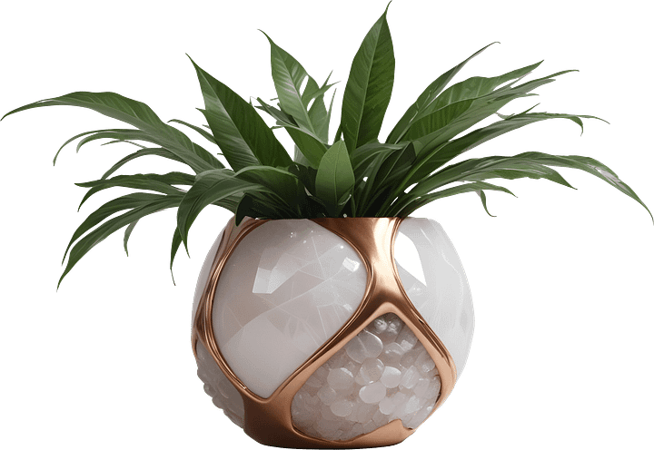 Glamour Organique – Luxury bronze and quartz Design Planter PNG product image (1)