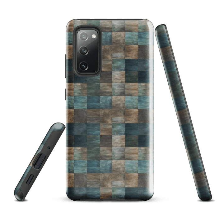 Tough Phone Case for Samsung® - Blue and Brown Checkered Pattern product image (1)