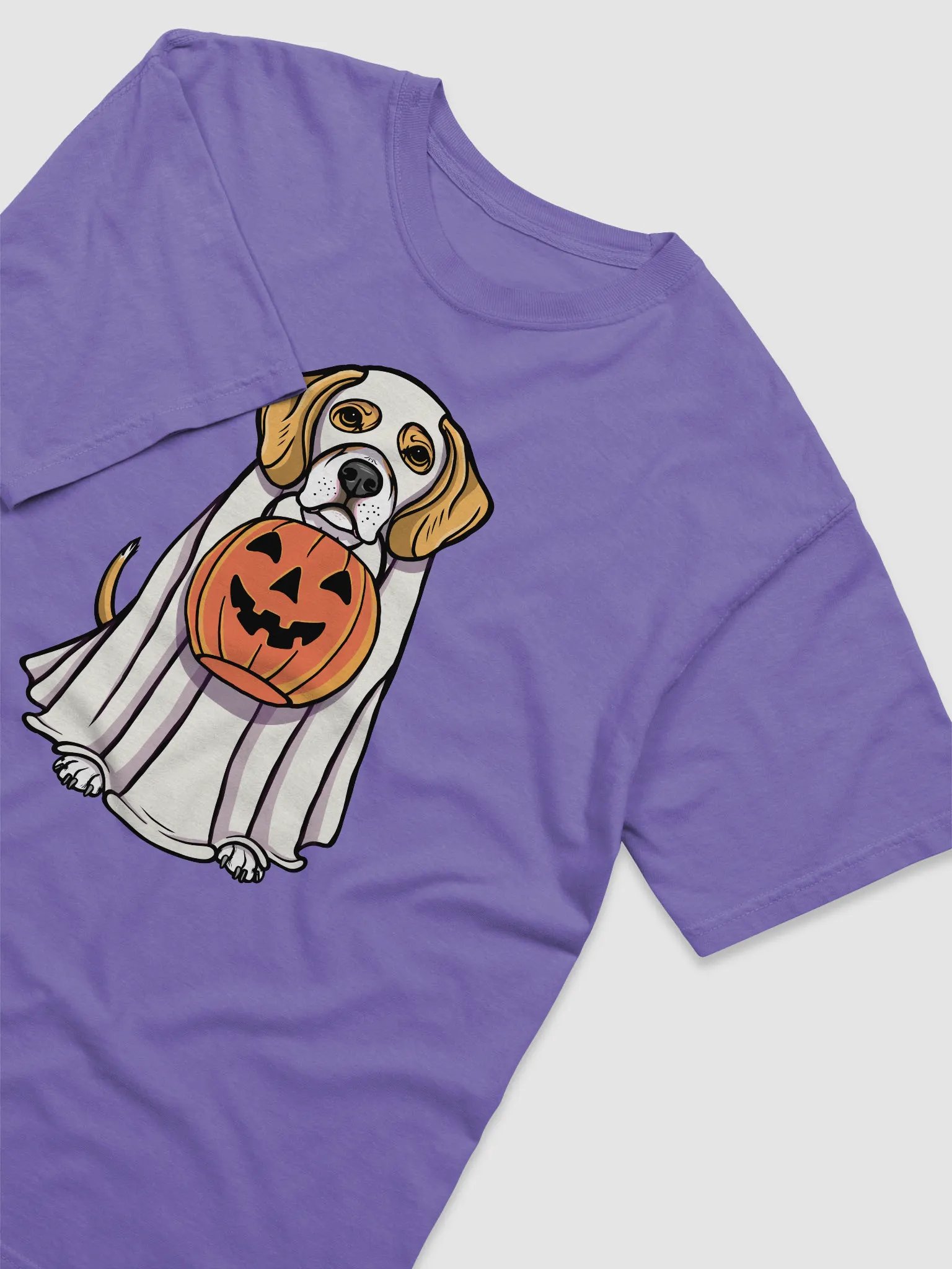 Funny Halloween Beagle(Lemon) T-Shirt | Funny Beagle Wearing a Ghost Costume and Holding a Pumpkin Basket product image (29)