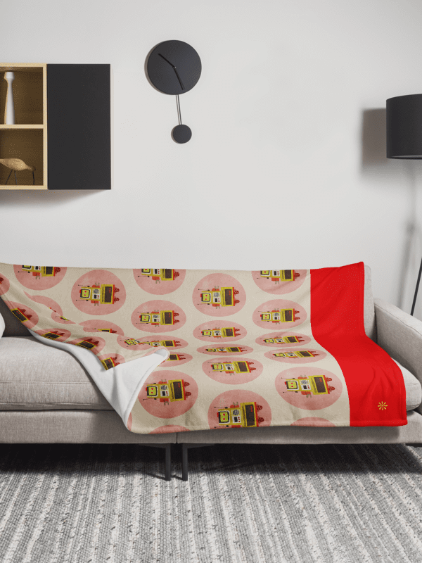 Atomic Robot Party - Blanket in Beige and Pink product image (4)