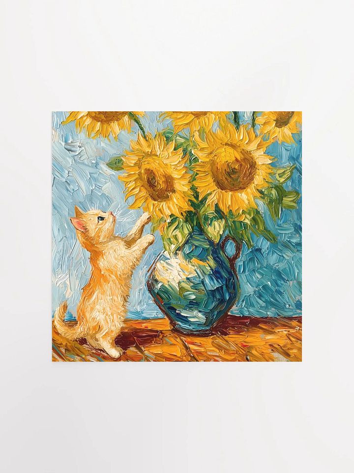 Curious Cat and Sunflowers Poster Art product image (1)