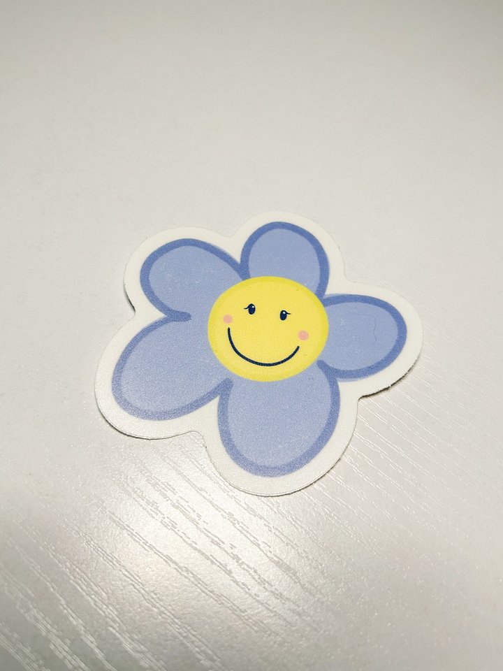 Blue Smiley Flower Sticker product image (1)