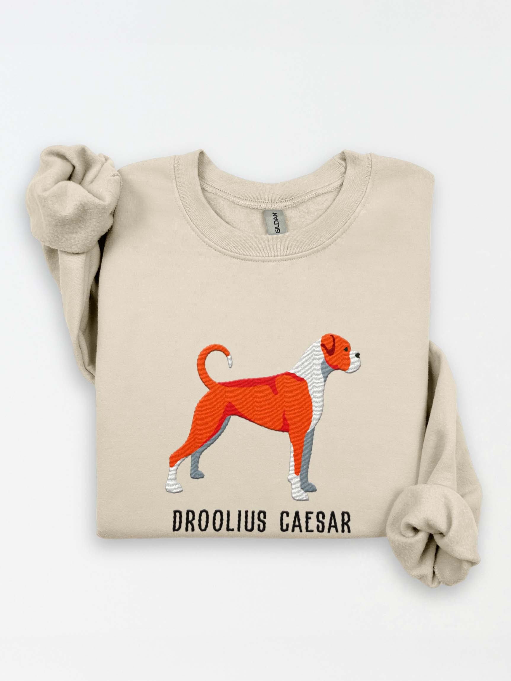 Droolius Caesar Sweatshirt (Embroidered) of a Boxer(Red & White) product image (1)