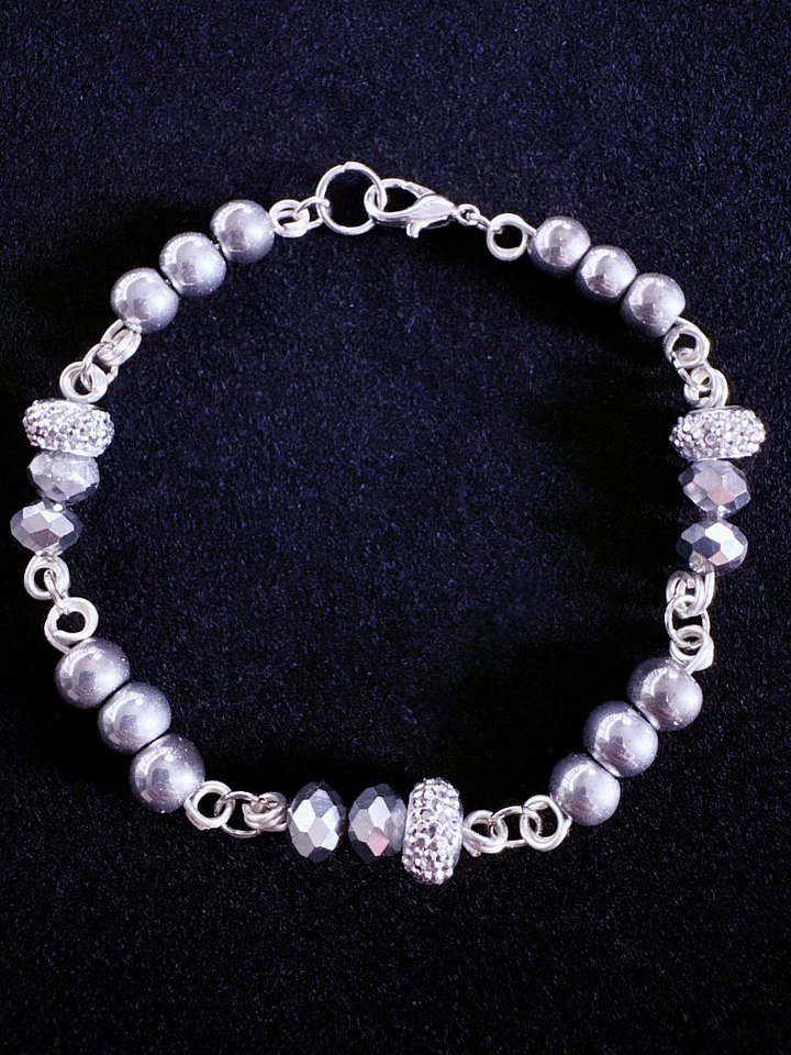 MFD-00277 | 7.5" Metallic-Look Beads Bracelet | Wire Wrapped Links | by Monique Faella Designs™ product image (1)