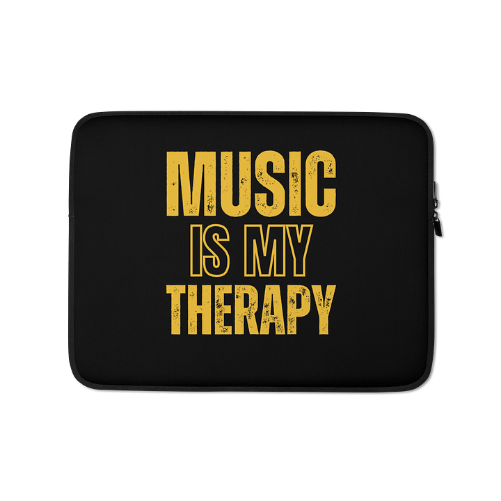 Music Is My Therapy Laptop Sleeve in Black and Gold product image (1)