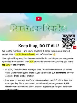 🎉 𝗚𝗿𝗮𝘁𝗲𝗳𝘂𝗹 & 𝗵𝘂𝗺𝗯𝗹𝗲𝗱 🎉 YouTube just reminded me that DO IT ALL is in the top 20% of Partners -- we’ve uploaded more than 80% of our peers, sparked 326 conversations in the comments, and picked up 1,468 thumbs-ups since we started. That milestone isn’t about the numbers -- it’s about you. 🔹 Thank you to every single viewer, commenter, and supporter. 🔹 Your engagement (those comments, likes, and shares) keeps this channel growing and shows that what we build together matters. 🔹 My upload rhythm reflects a promise: consistent, useful content. The quality you watch comes from leaning on the latest research and real-world stories so every minute helps you live and lead better. If this work helps you, please consider supporting the channel: memberships keep production strong and community benefits rolling: https://youtube.com/@LetsGoDoItAll/join Stay connected, share ideas, or say hi: https://LetsGoDoItAll.com From the bottom of my heart — thank you for showing up. Let’s keep doing the work, learning, and lifting each other. — Gabriel 🫶 #Grateful #Community #Milestone #ThankYou #CreatorCommunity