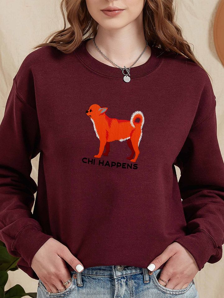 Chi Happens Sweatshirt (Embroidered) of a Chihuahua(Red) product image (2)