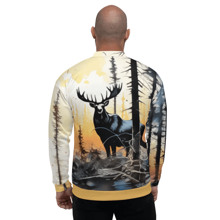 All-Over Print Bomber Jacket by Sublicolor 144/Deer in nature. product image (1)