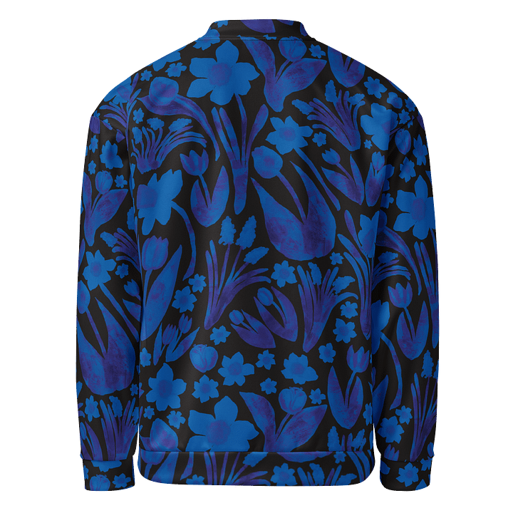 Spring Garden, Royal Blue on Black | Unisex Bomber Jacket | Monique Faella Designs™ product image (2)