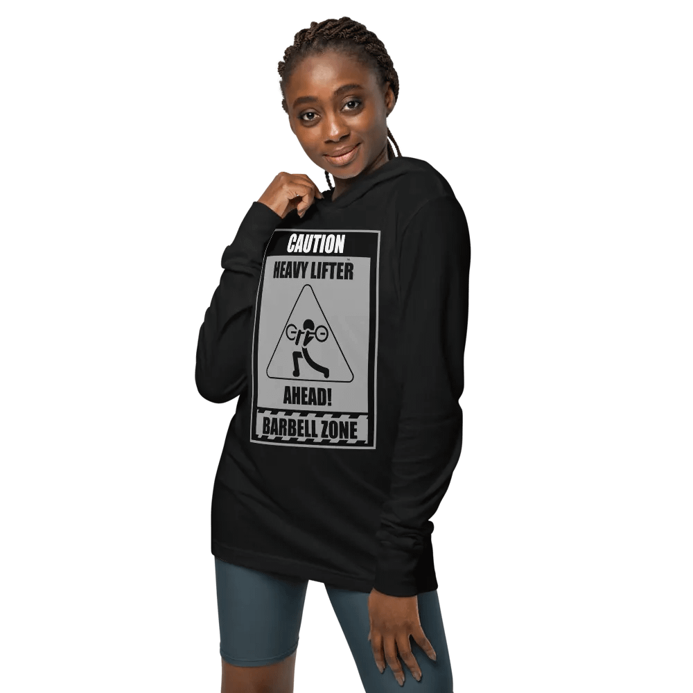 Caution Heavy Lifter Ahead Black/Gray Logo Hooded Tee product image (8)