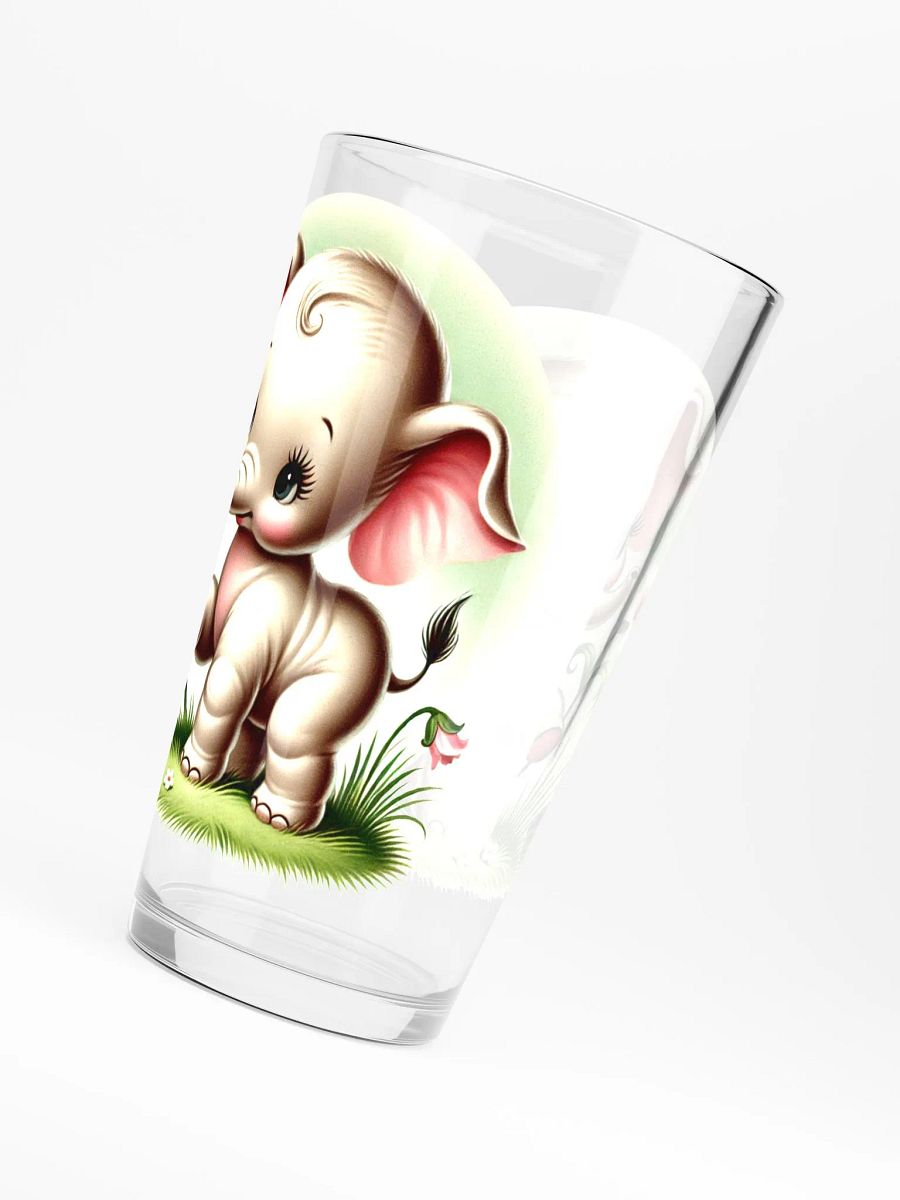 Baby Elephant with Flowers 16 oz Glass - Retro Glassware product image (6)