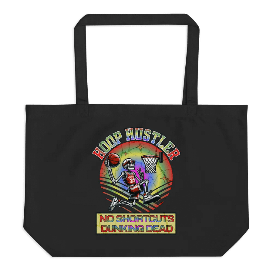 Hoop Hustler No Shortcuts Dunking Dead Skeleton Organic Tote product image (1)