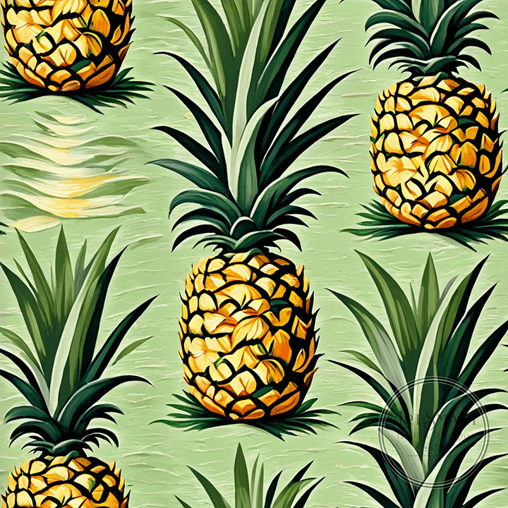 Seamless Pattern - Pineapples on a Green Background product image (1)