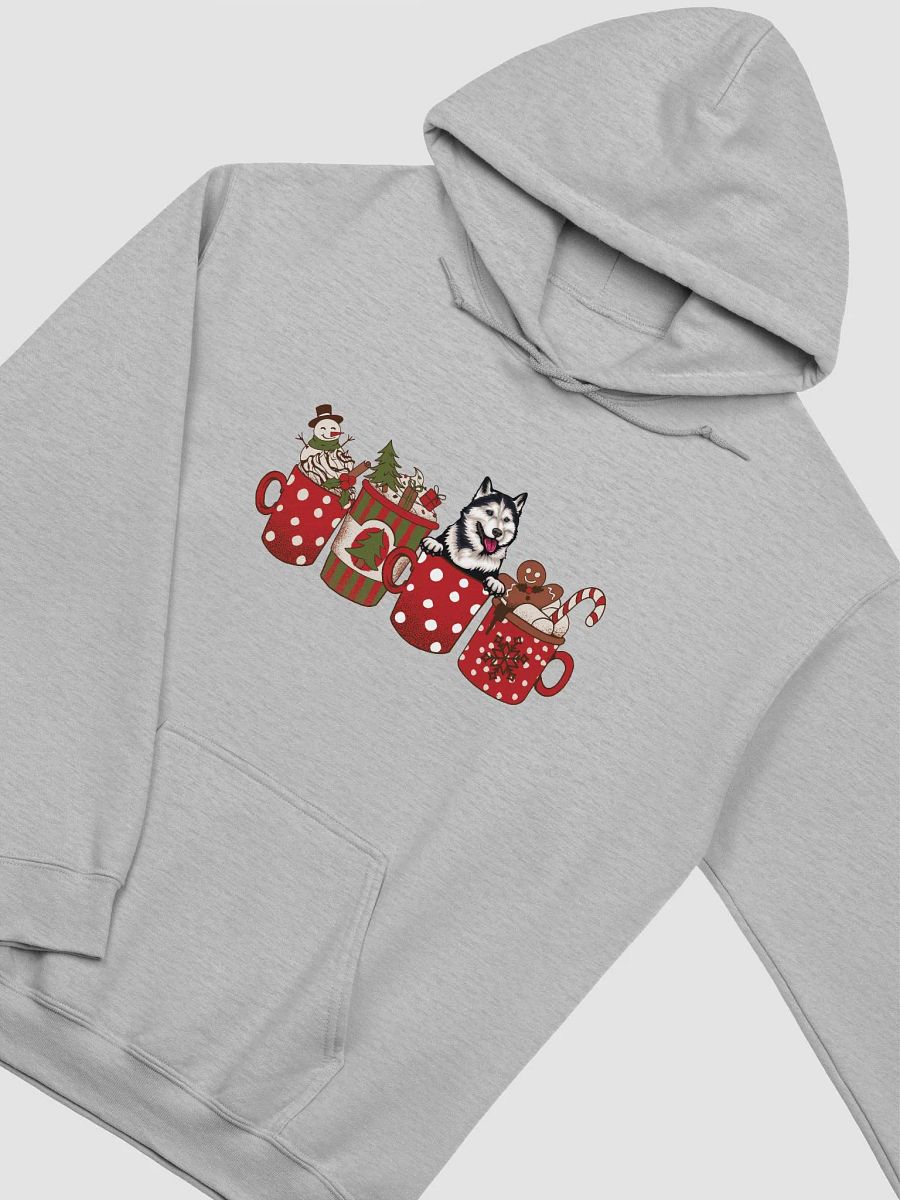 Cute Siberian Husky in a Christmas Cup Hooded Sweatshirt | Funny Christmas Pup in a Cup product image (25)