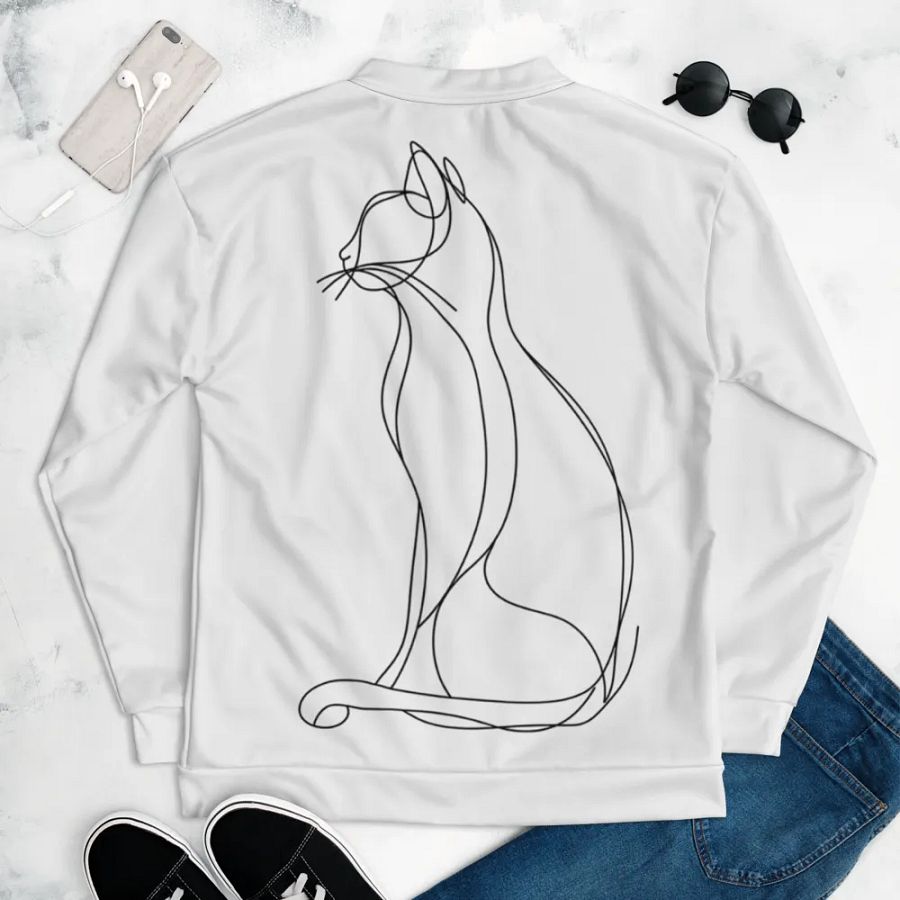 Line Art Cat Dreams Bomber Jacket product image (5)