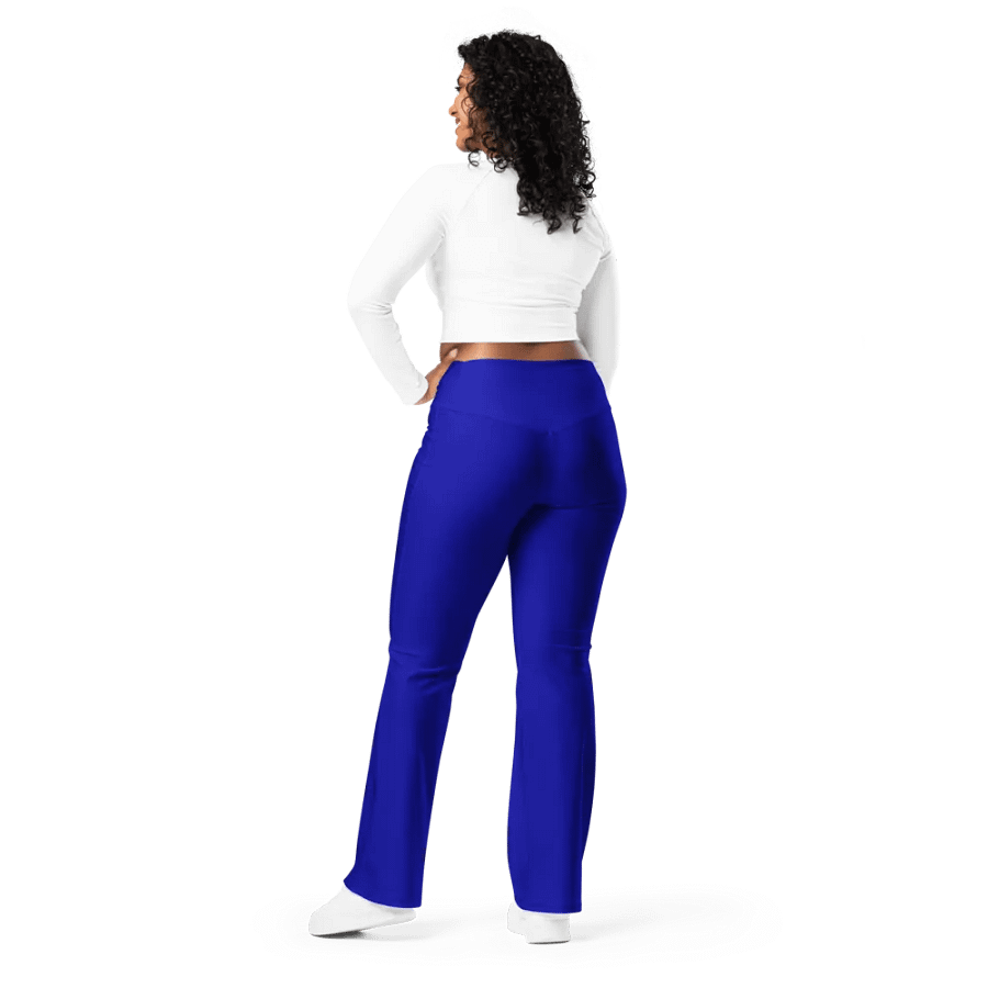 Plain Color Navy Blue Flare Leggings product image (3)