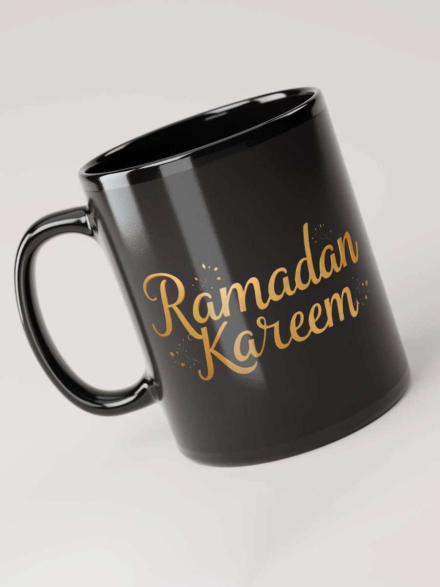 Glossy Black Ramadan Kareem Mug – Gold Elegance for the Holy Month product image (5)