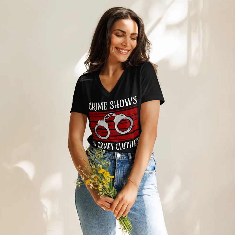 CrimeClothes Crime Shows and Comfy Clothes Relaxed V-Neck T-Shirt product image (11)