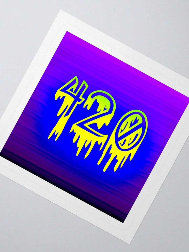 Horror Happy 420 Stoner Sticker, Blue Yellow Purple Creepy Dripping Weed Art product image (2)
