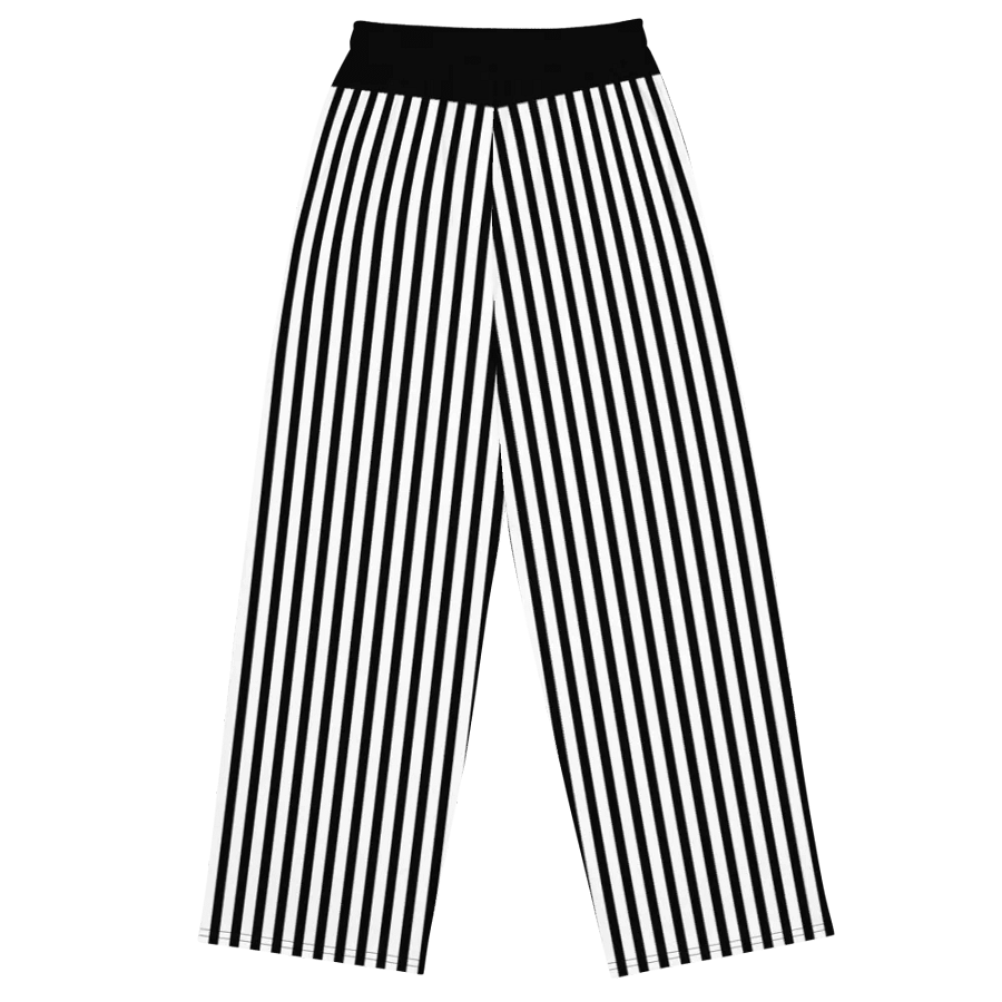 Black and White Thin Stripes/All-Over Wide Leg Pants Print by Sublicolor product image (2)