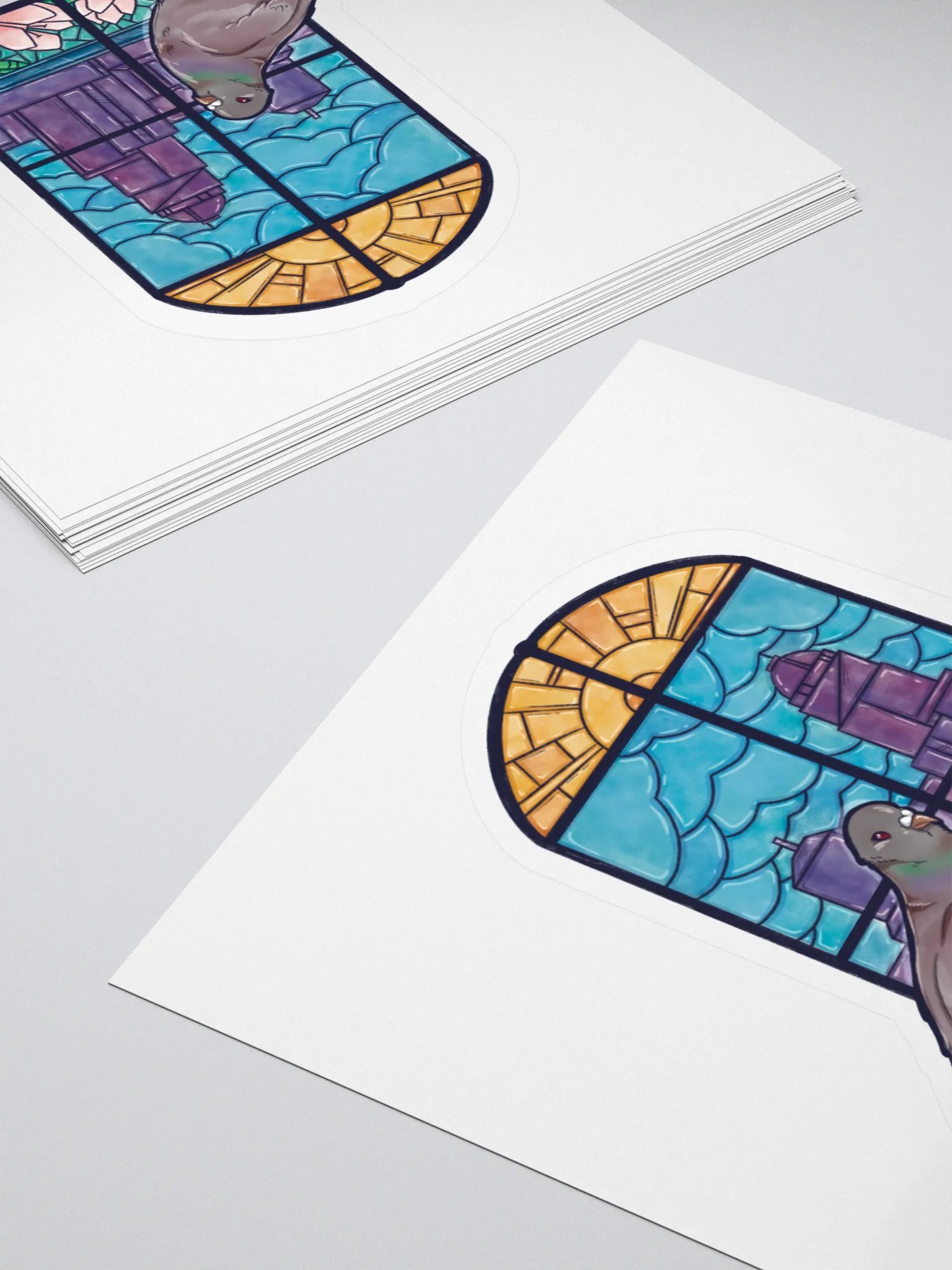 Pigeon Stained Glass Kiss Cut Stickers product image (4)