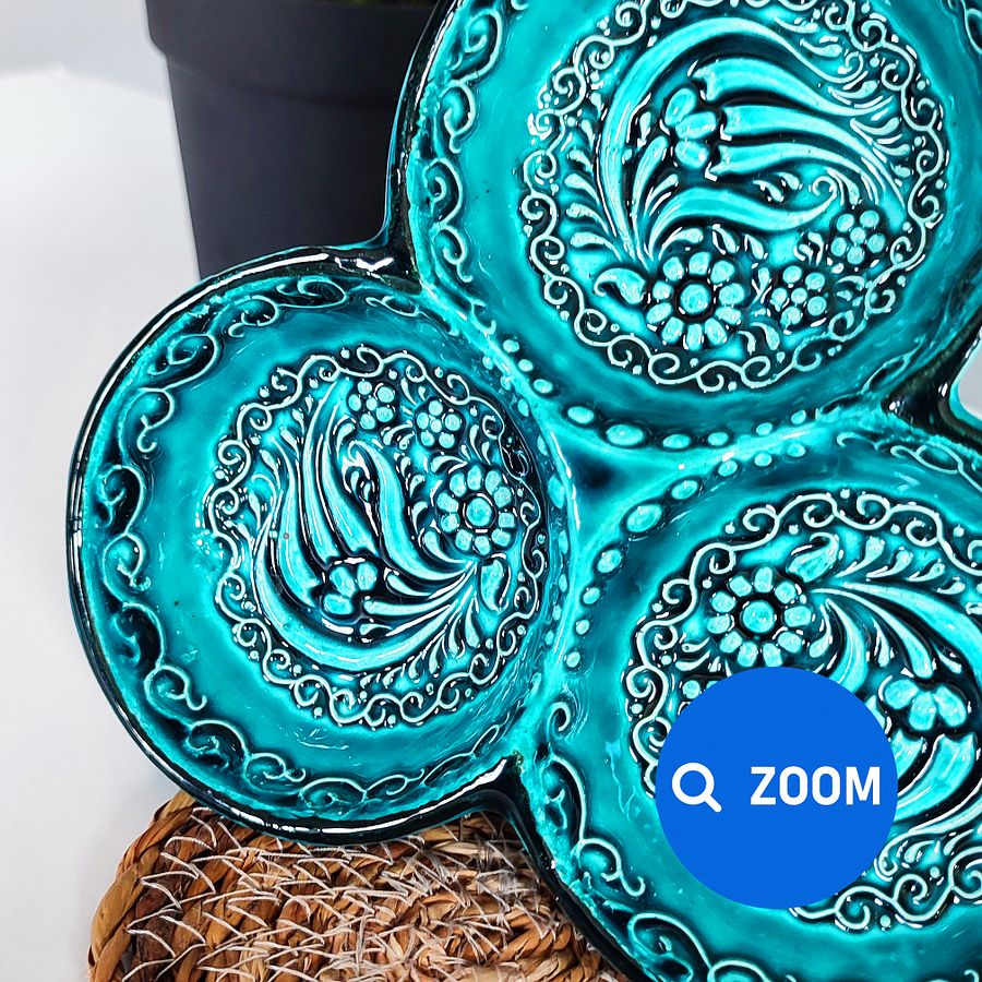 Ceramic snack dish, turquoise/green/emerald — handmade pottery product image (2)