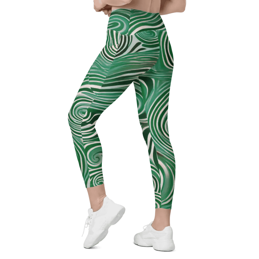 Funky Cool Green Liquid Tie-Dye Women's Leggings product image (8)