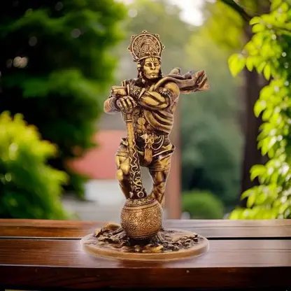 EliteTouch ahubali Standing Hanuman ji God Idol for Puja Home Office Decor Decorative Showpiece - 9 cm (Polyresin, Brown) product image (1)