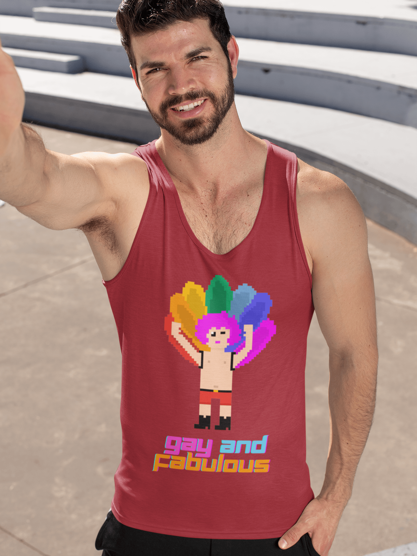 Gay and Fabulous Pixel Pride Tank Top product image (1)