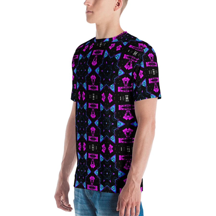 Abstract Pink, Turquoise and Black Repeating Star Pattern Men's T Shirt product image (7)