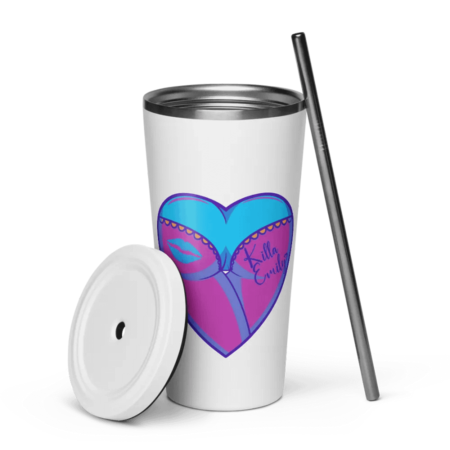 NEON KILLA EMMY HEART BUTT INSULATED TUMBLER WITH STRAW product image (5)