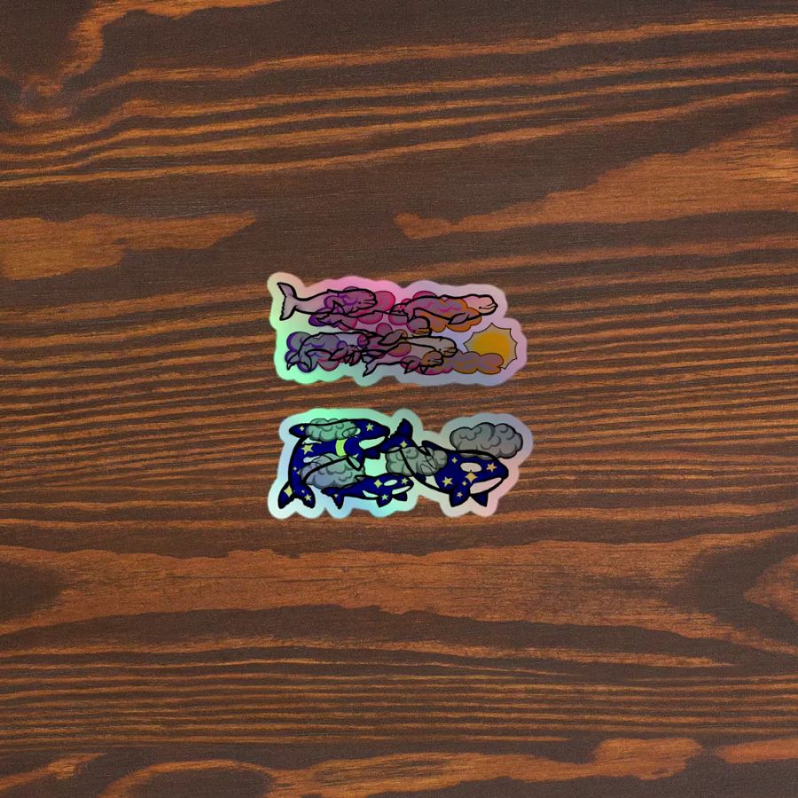 sunset beluga and midnight orca holographic sticker set product image (5)