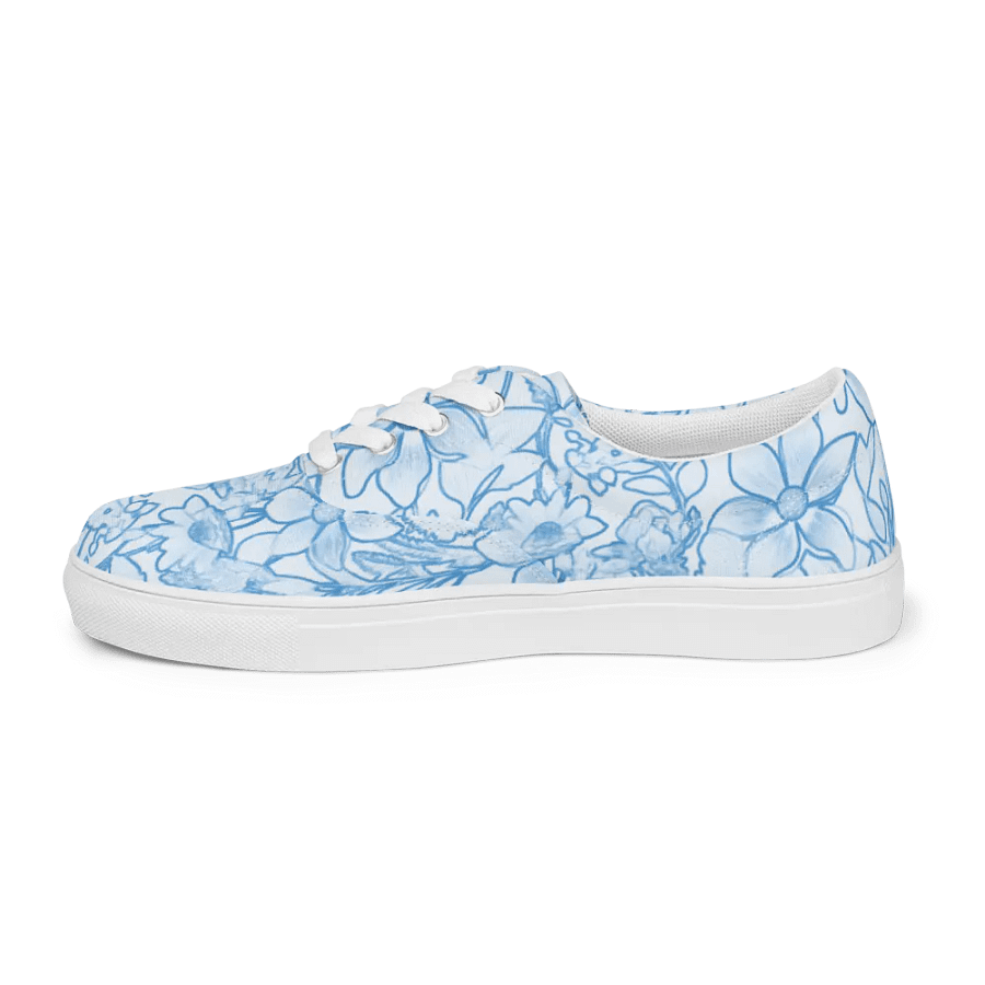Line art Light Blue and Blue Floral/Women's Lace-Up Canvas Shoes by Allcolor product image (3)