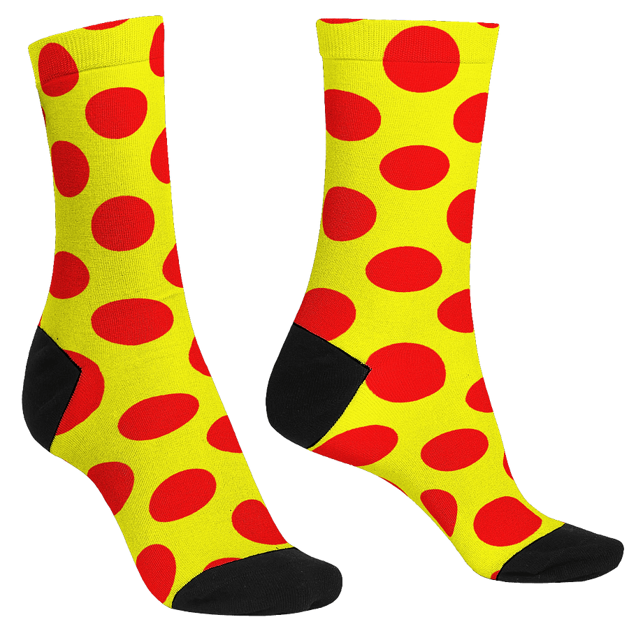 Red Polka Dots on Yellow Premium Crew Socks product image (3)