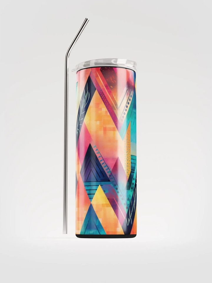 Embrace Boho Chic with our Geometric Stainless Steel Tumbler - Reusable Straw Included product image (1)