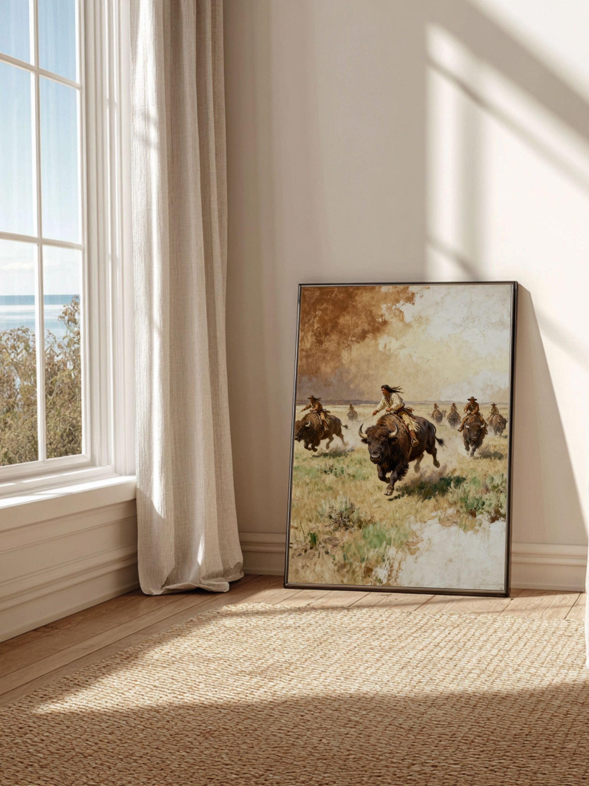 Buffalo Hunt Wall Art – Historic Native American Wild Plains Painting | Printable Digital Download (5 Sizes + PDF) product image (5)