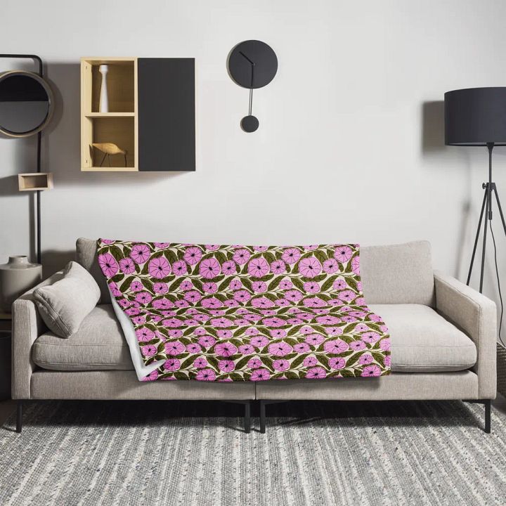 Dipladenia Dreams - Pink and Green - Throw Blanket product image (1)