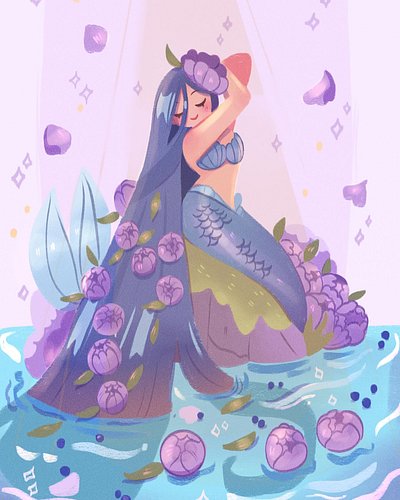 Week 3: peonies and blueberries! 
.
.
.
.
.
.
.
#mermay #gardenmermay #mermay2025 #artchallenge #mermaid #mermaidart #cute #c...
